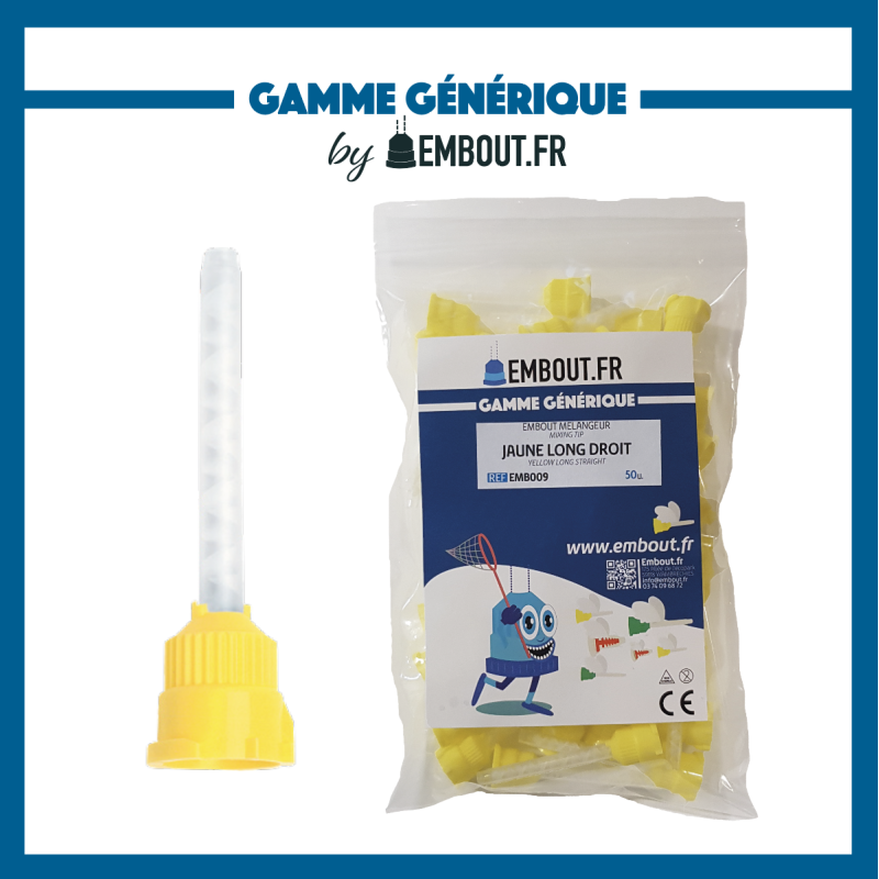 Embout mélangeur jaune - 50u - EMBOUT.FR