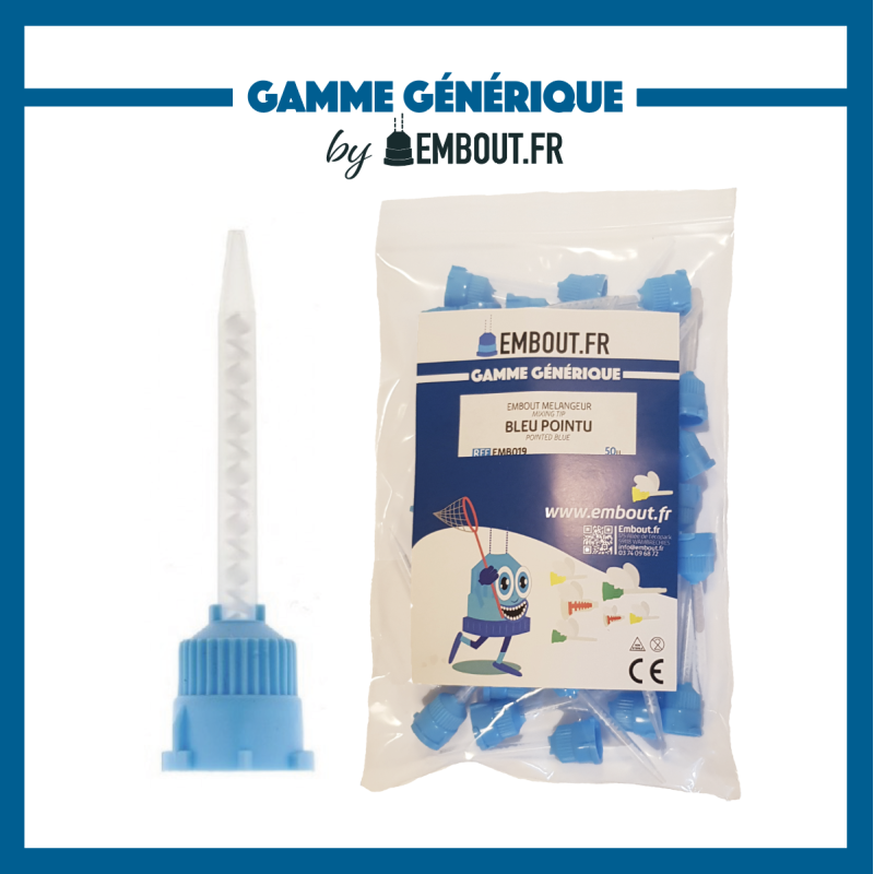 Embout mélangeur bleu pointu - 50u - MIXINGTIP.COM