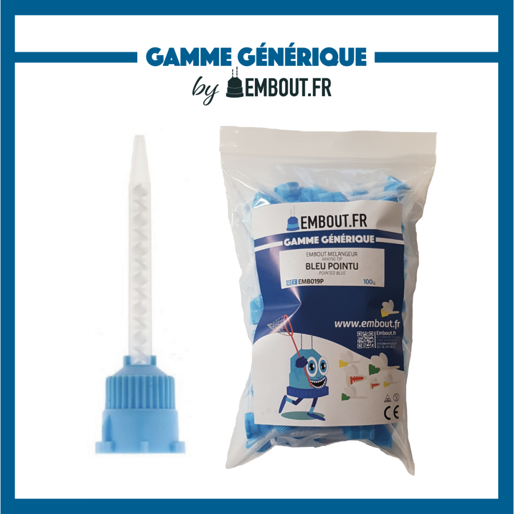 Embout mélangeur bleu pointu - 100u - MIXINGTIP.COM