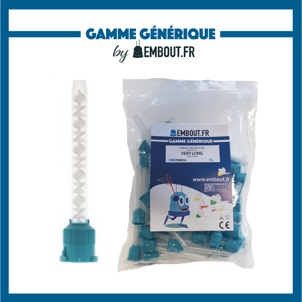 Embout mélangeur vert long - 50u - MIXINGTIP.COM