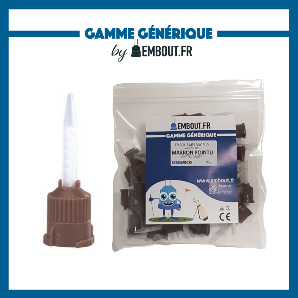 Embout mélangeur marron pointu - 50u - MIXINGTIP.COM