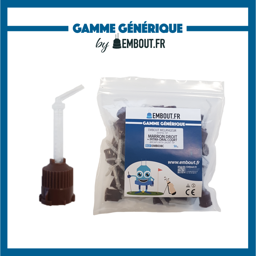 Kit embout mélangeur marron + intra-oral blanc court - 50u - MIXINGTIP.COM