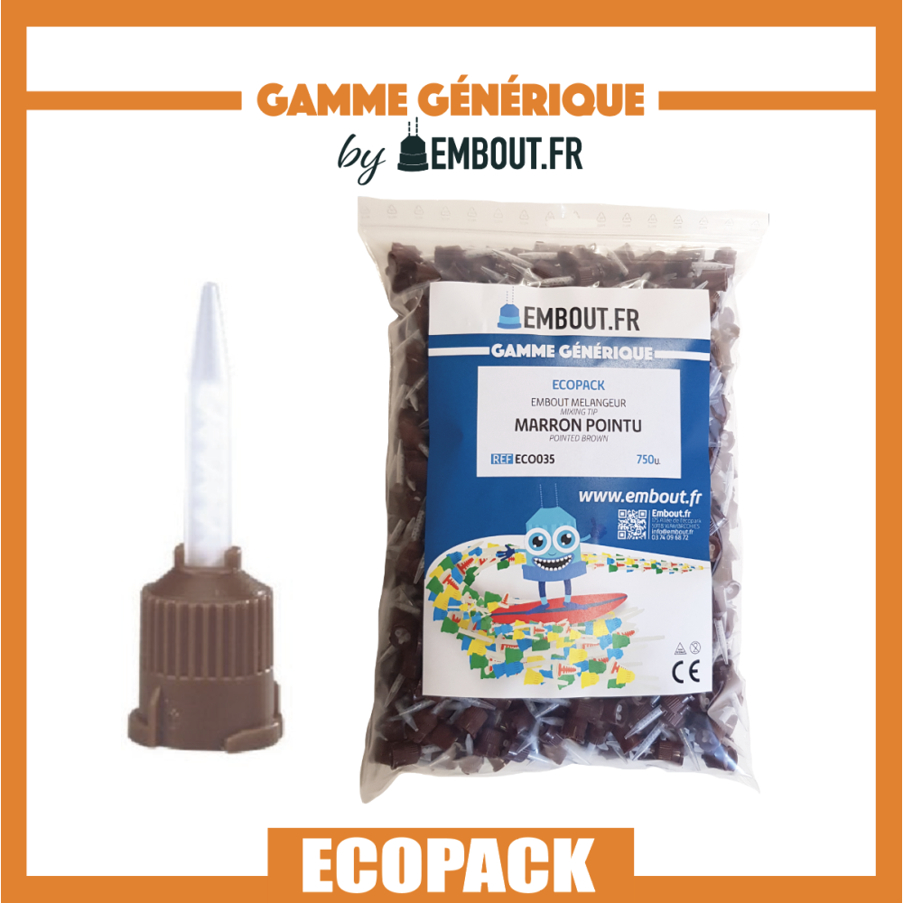 Pointed Mixing Tip Brown - 750pcs ECOPACK - MIXINGTIP.COM