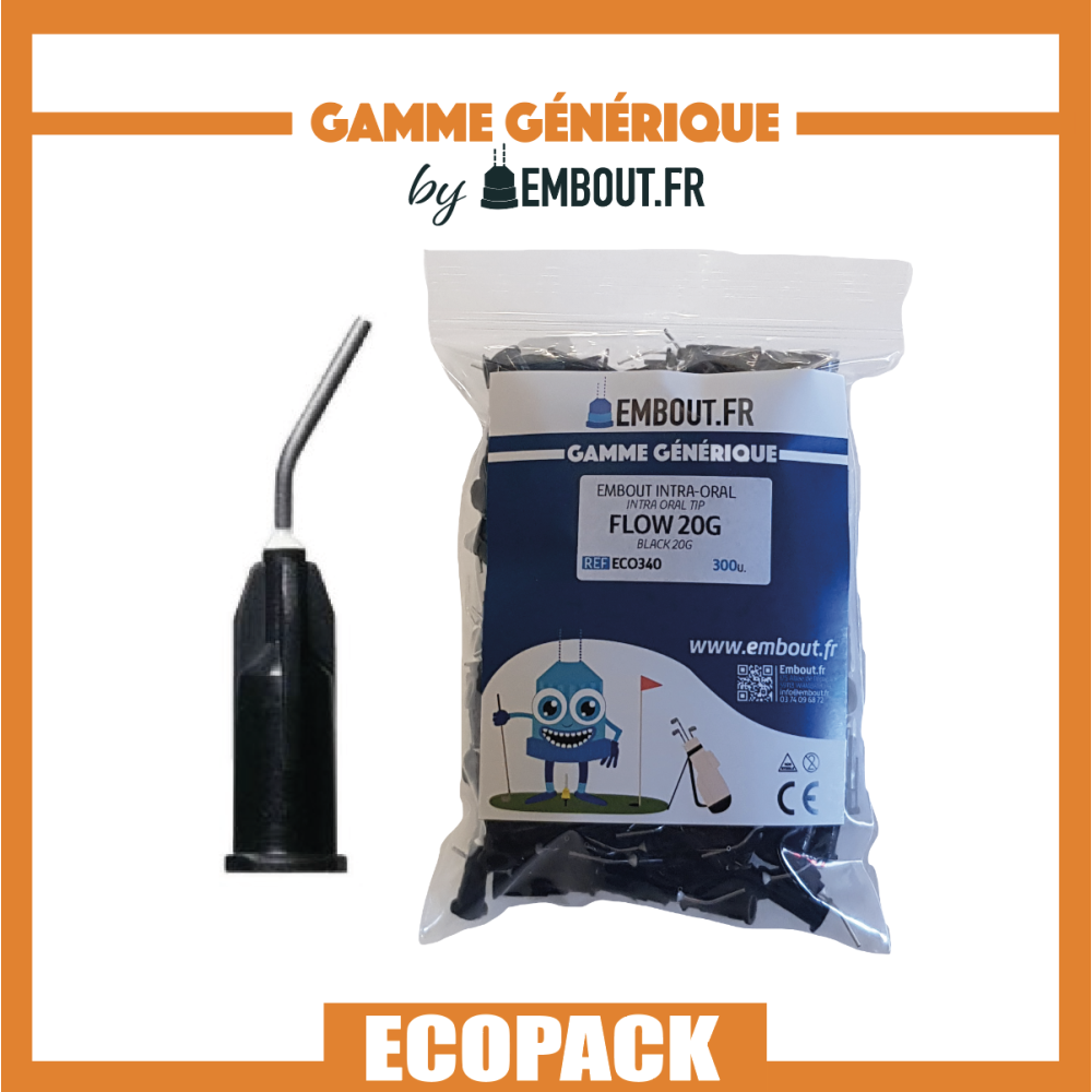 Embout applicateur noir Flow 20G - 300u ECOPACK - MIXINGTIP.COM