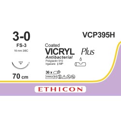 Fil Vicryl Plus 3-0 16mm 3/8C - ETHICON