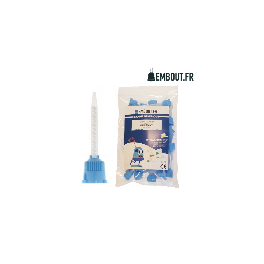 Embout mélangeur bleu pointu - 50u - MIXINGTIP.COM