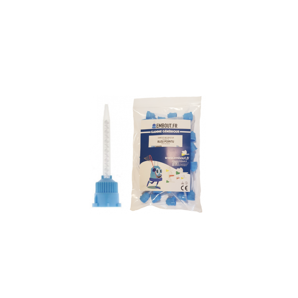 Embout mélangeur bleu pointu - 50u - MIXINGTIP.COM